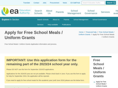 Free School Meals Application
