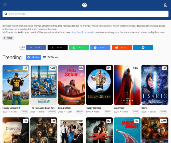 Screenshot of MyFlixer