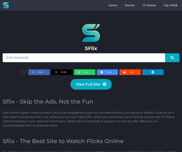 Screenshot of SFlix
