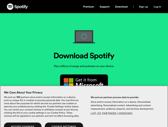 Screenshot of www.spotify.com