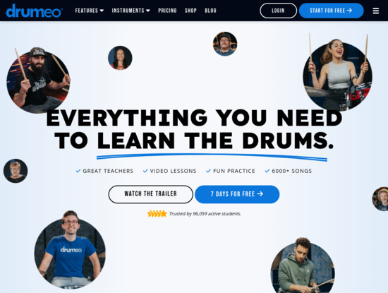 Screenshot of www.drumeo.com
