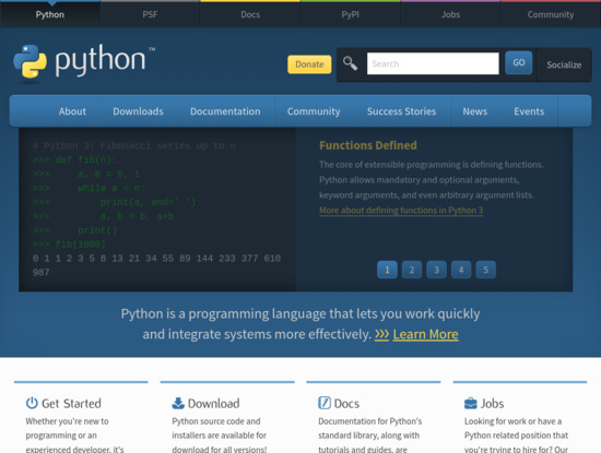 Screenshot of Python.org