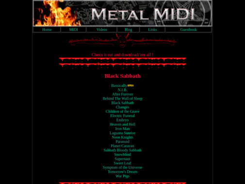 Screenshot of metal-midi.grahamdowney.com