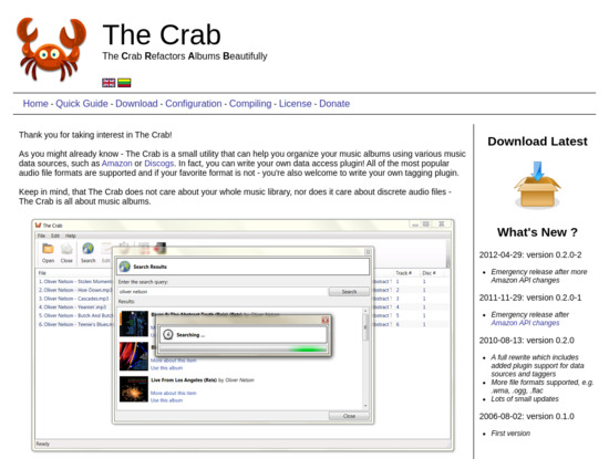 Screenshot of thecrab.sourceforge.net
