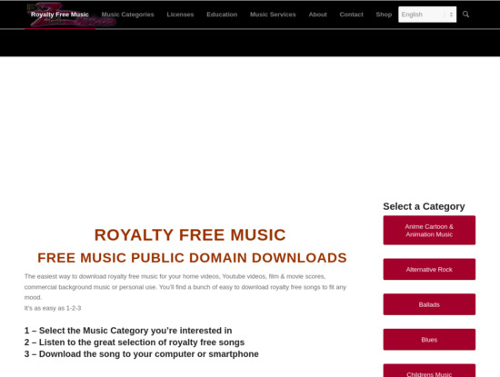 Screenshot of www.freemusicpublicdomain.com