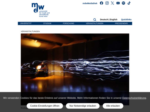 Screenshot of www.mdw.ac.at