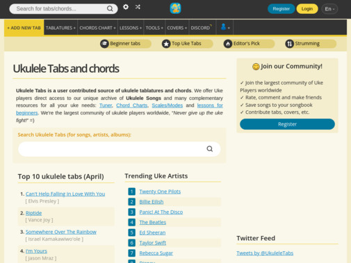 Screenshot of www.ukulele-tabs.com