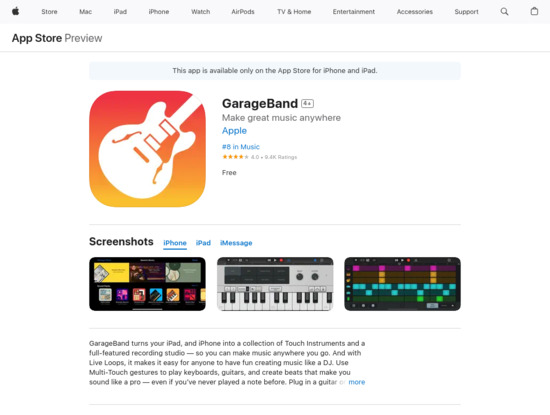 Screenshot of apps.apple.com
