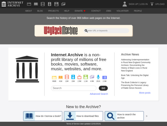 Screenshot of archive.org