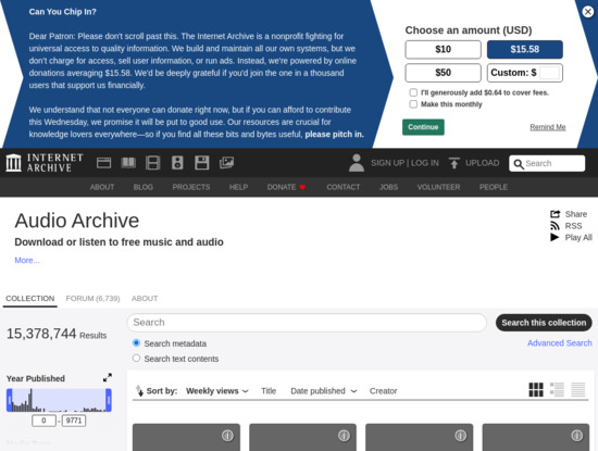 Screenshot of archive.org