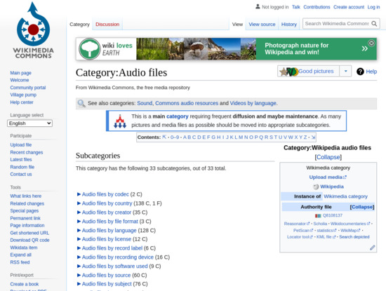 Screenshot of commons.wikimedia.org