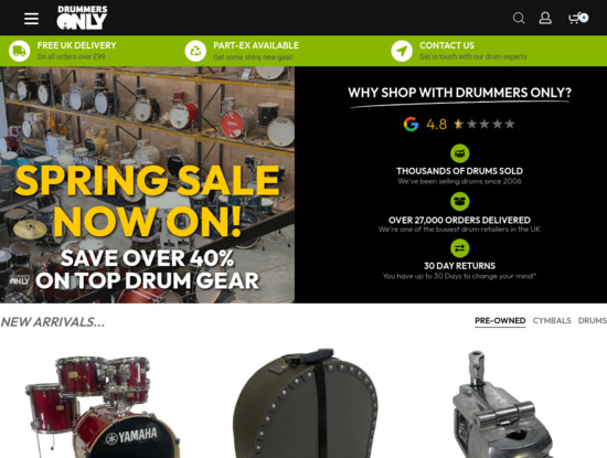 Screenshot of drummersonly.co.uk
