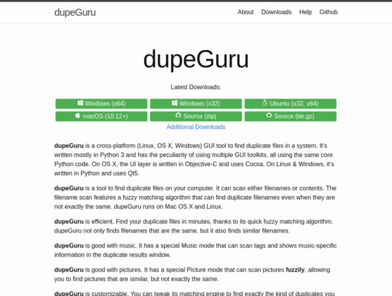 Screenshot of dupeguru.voltaicideas.net