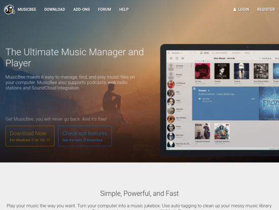 Screenshot of getmusicbee.com