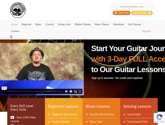 Screenshot of guitarjamz.com