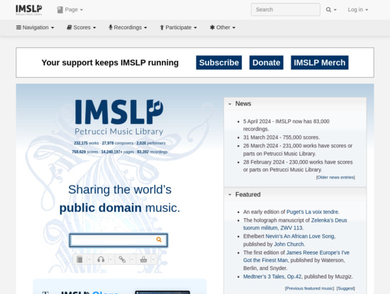 Screenshot of imslp.org
