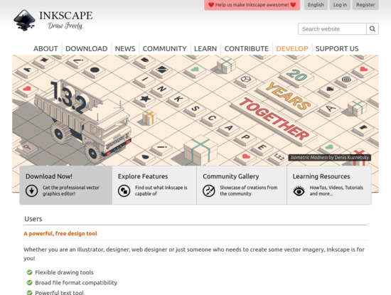 Screenshot of inkscape.org