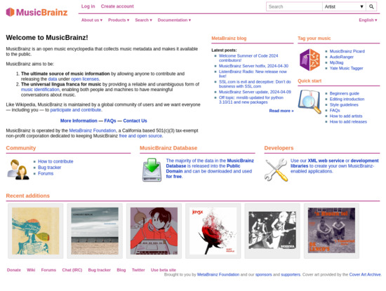 Screenshot of musicbrainz.org