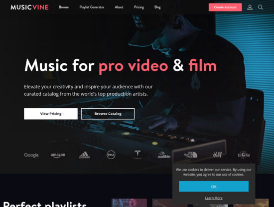 Screenshot of musicvine.com