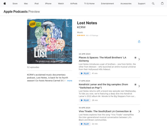 Screenshot of podcasts.apple.com