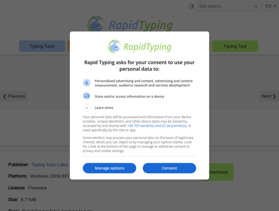 Screenshot of rapidtyping.com