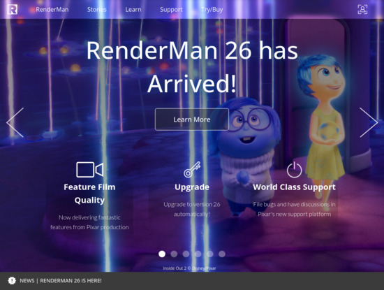 Screenshot of renderman.pixar.com