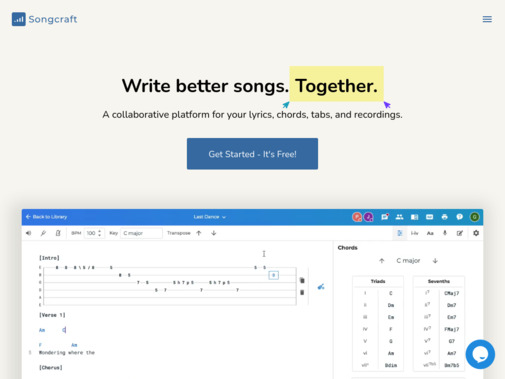 Screenshot of songcraft.io