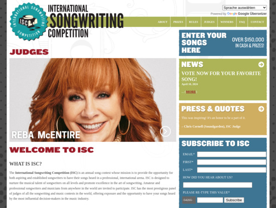 Screenshot of songwritingcompetition.com