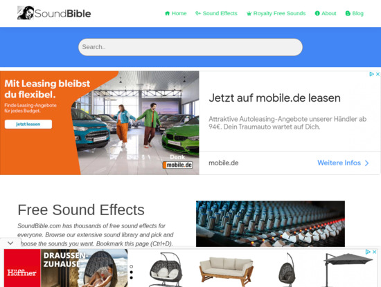 Screenshot of soundbible.com