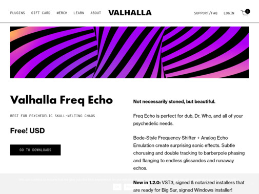 Screenshot of valhalladsp.com