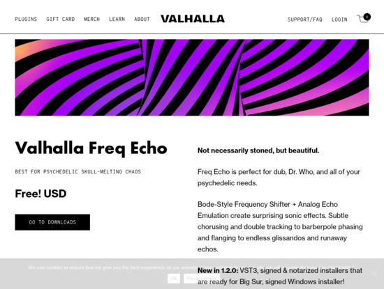 Screenshot of valhalladsp.com