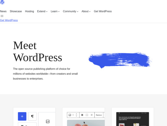 Screenshot of wordpress.org