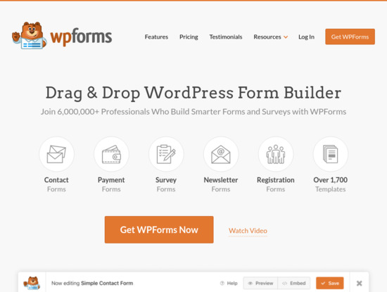 Screenshot of wpforms.com