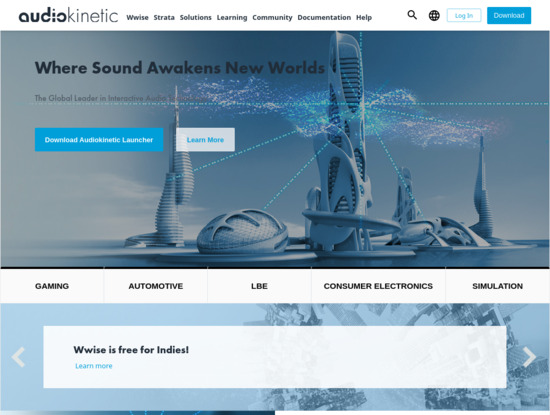 Screenshot of www.audiokinetic.com