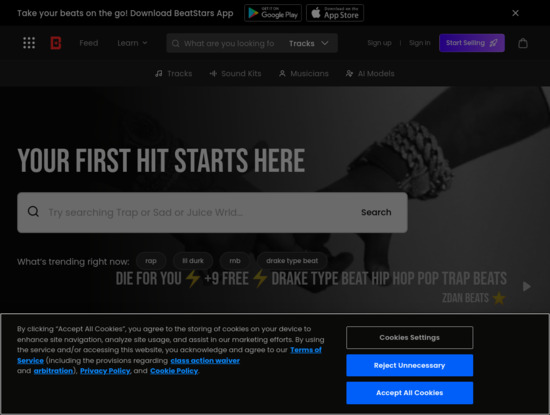 Screenshot of www.beatstars.com