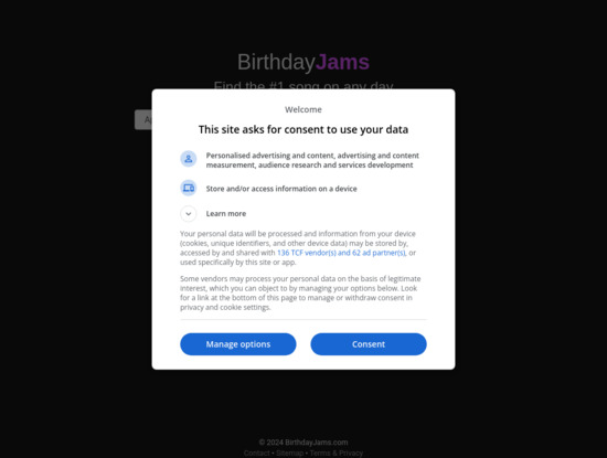 Screenshot of www.birthdayjams.com