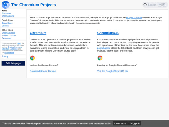 Screenshot of www.chromium.org