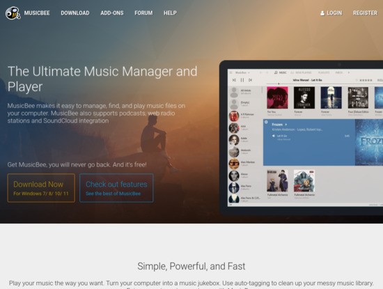 Screenshot of www.getmusicbee.com