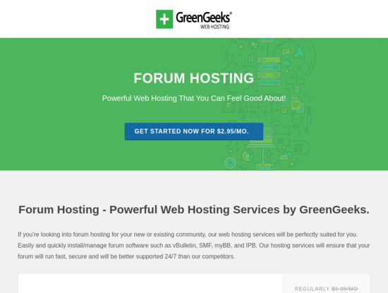 Screenshot of www.greengeeks.com
