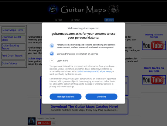 Screenshot of www.guitarmaps.com