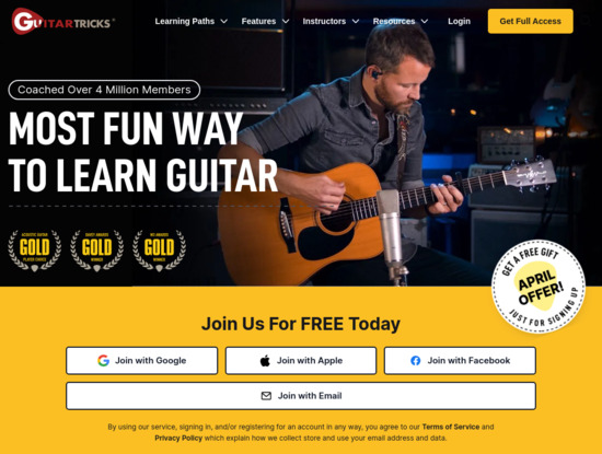Screenshot of www.guitartricks.com