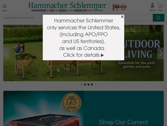Screenshot of www.hammacher.com