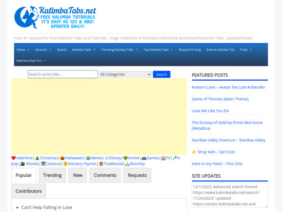 Screenshot of www.kalimbatabs.net