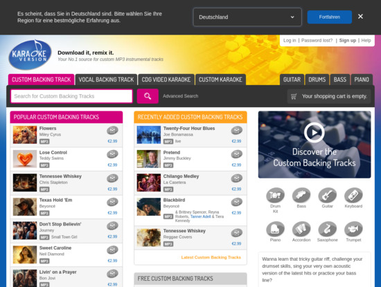 Screenshot of www.karaoke-version.com
