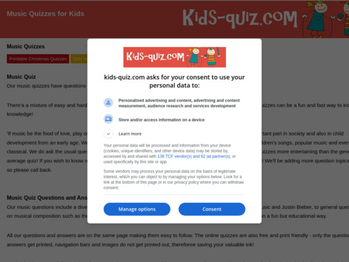 Screenshot of www.kids-quiz.com
