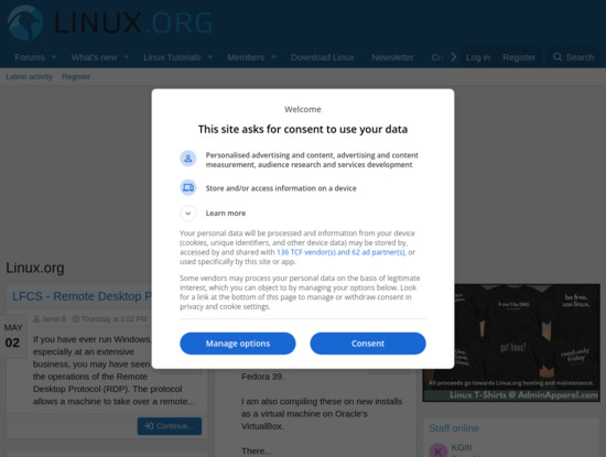 Screenshot of www.linux.org