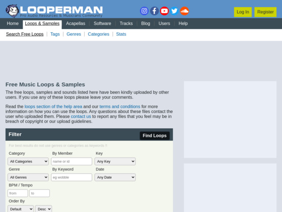 Screenshot of www.looperman.com