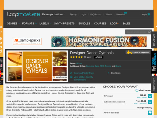 Screenshot of www.loopmasters.com