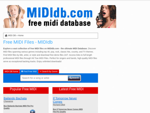 Screenshot of www.mididb.com
