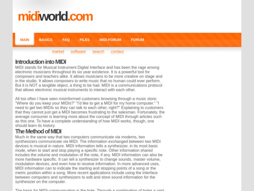 Screenshot of www.midiworld.com